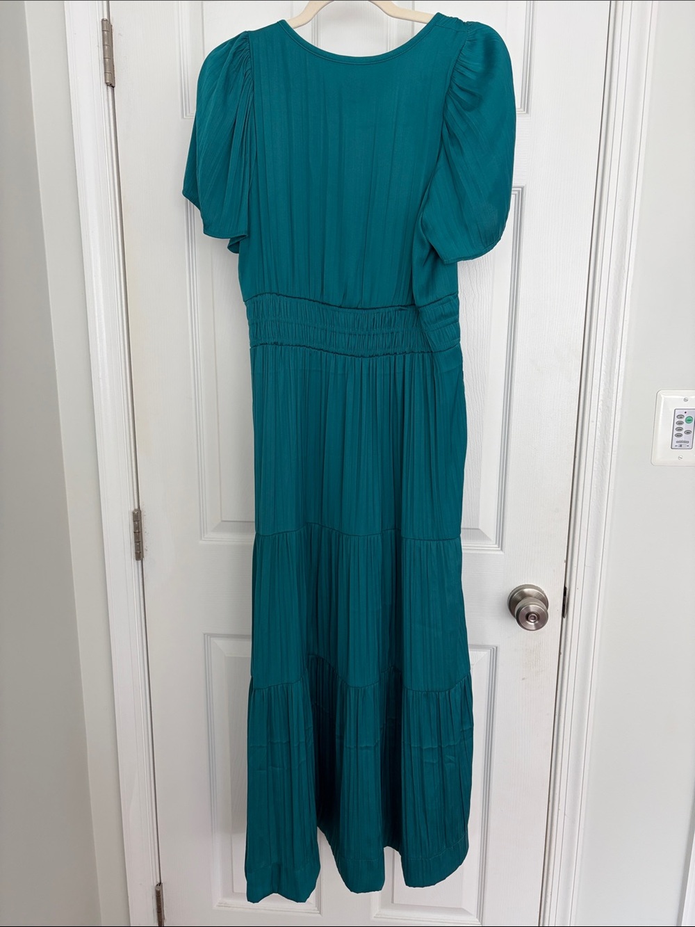 Anthropologie Satin Teal Somerset Maxi Dress - Picture 2 of 4
